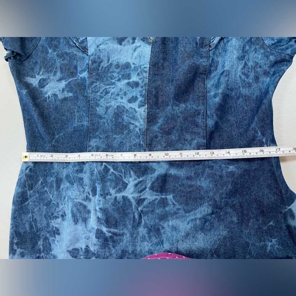 D’ Vanelle Elegant Blue Tie-Dye Denim Dress, size M - Picture 12 of 17